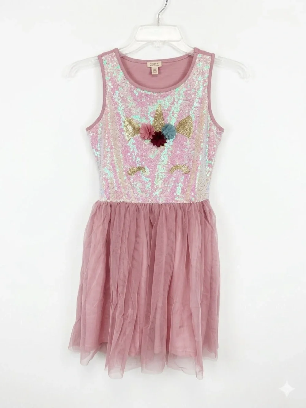 Girls' Pink Sequin Unicorn Tulle Dress
